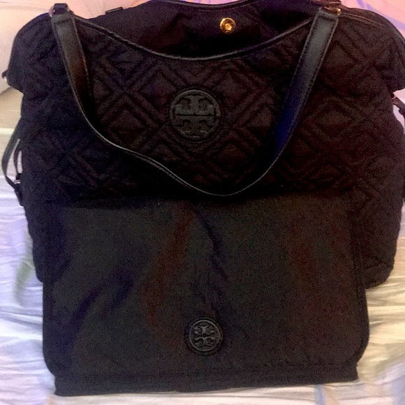 Tory Burch quilteddiaper bag with changing pad
